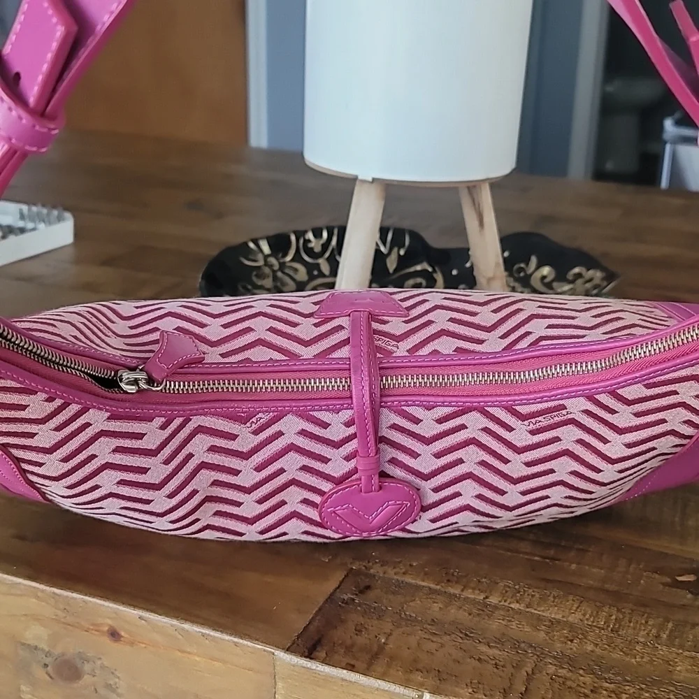 Via Spiga 90's Vintage Crescent Hot Barbie Pink Fushia Logo Hobo Shoulder Bag